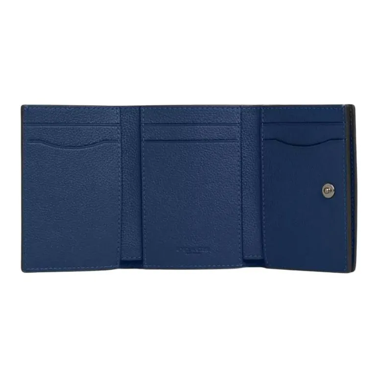 COACH Smooth Calf Leather Wallet Mini Men's Dark Blue-1