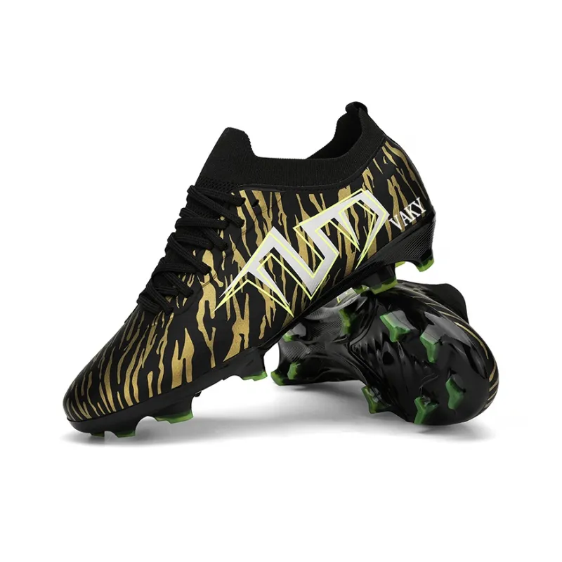 VAKY Soccer Shoes Unisex Low Top Black Gold/White Gray-2