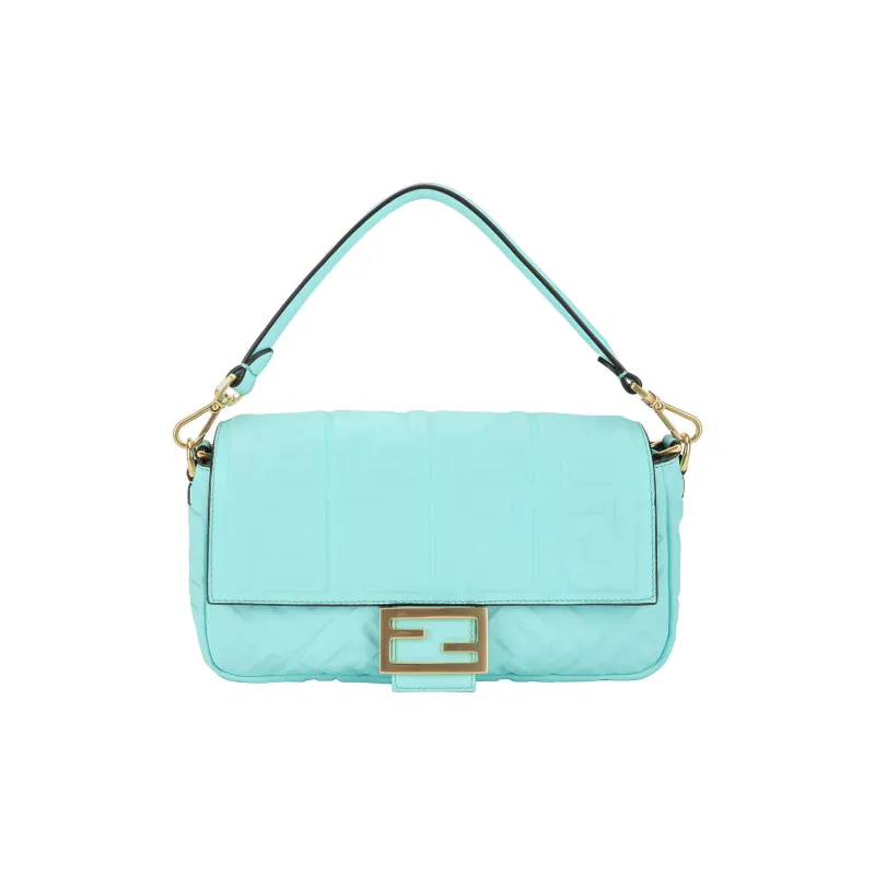 FENDI Baguette Sheepskin Portable Crossbody Bag, Shoulder Bag Medium Size Women's Turquoise-0