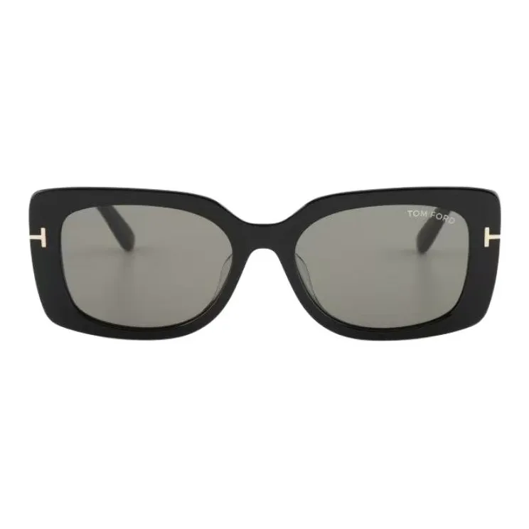 TF Plate And Metal Rectangular Sunglasses Unisex Black-1