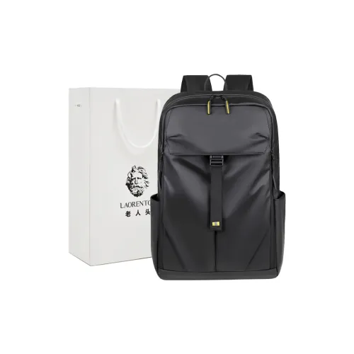 Old Man's Head Synthetic Leather Backpack Regular Men's Black