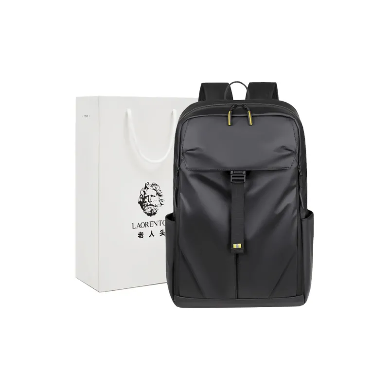 Old Man's Head Synthetic Leather Backpack Regular Men's Black-0