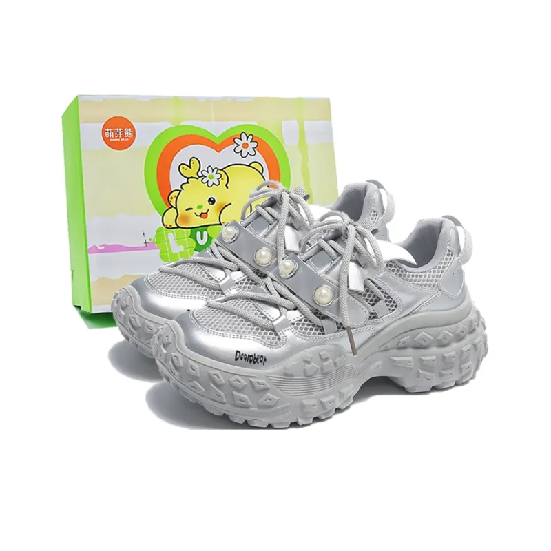 Budding Bear Slip Resistant, Abrasion Resistant, Breathable, Height Increasing Low Top Chunky Sneakers Women's-0