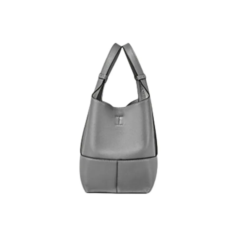 DISSONA Cow Leather Tote Bag, Shopping Bag, Shoulder Bag, Crossbody Bag, Handbag Small Size Women's Gray-1