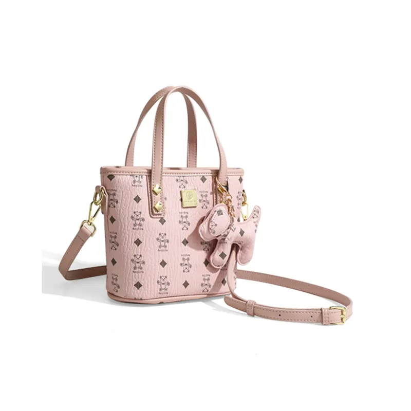 CLEVER& KETCH PU Tote Shoulder Bag, Crossbody Bag, Handbag Women's Apricot/Pink/Brown-6
