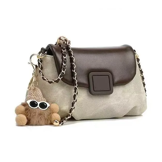 SHORT HAIR GIRL PU Shoulder Bag Women's Apricot-1