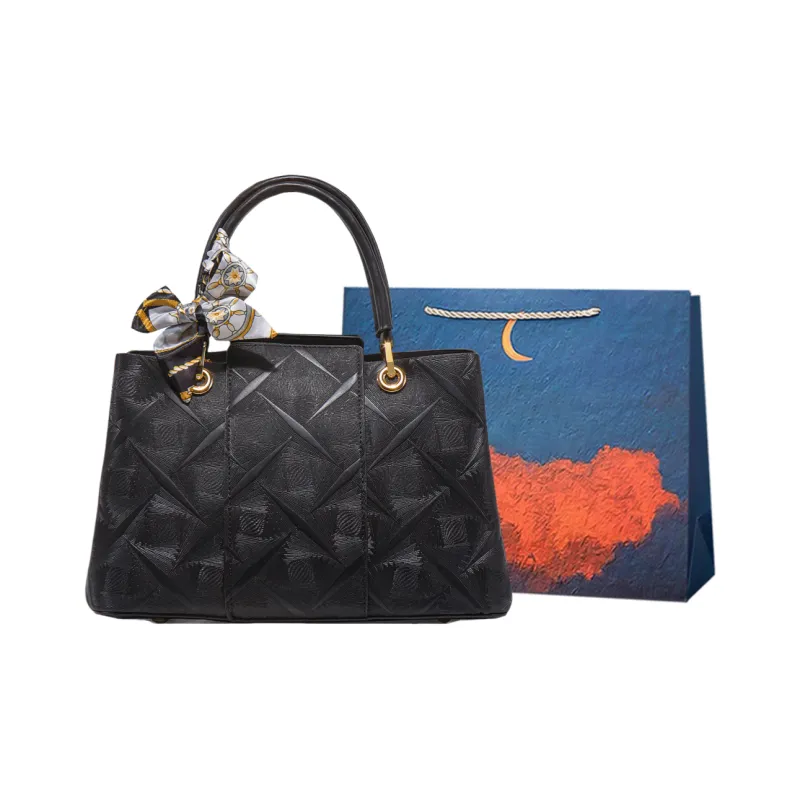 Elsvet Artificial Leather Handbag Women's Dark Blue/Red/Black-7