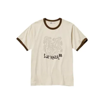 UNIQLO Drop Shoulder Sleeve T Shirt Unisex Light Beige