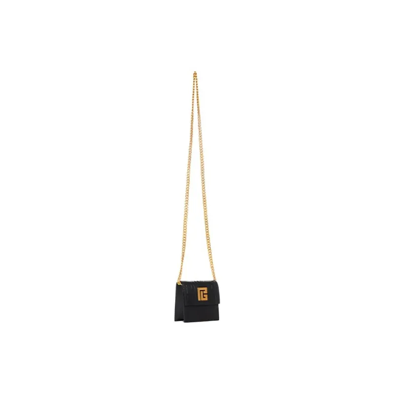 BALMAIN Calfskin One Shoulder Crossbody Card Holder Regular Women's Black-2