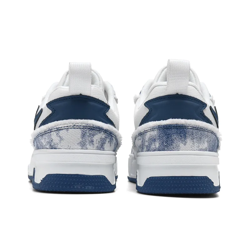 DIKENROK Height Increasing Abrasion Resistant Breathable Slip Resistant Low Top Skateboard Shoes Unisex White Blue-8
