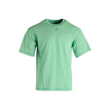 GYMSHARK HERITAGE WASHED T SHIRT T Shirt Men's Lake Green