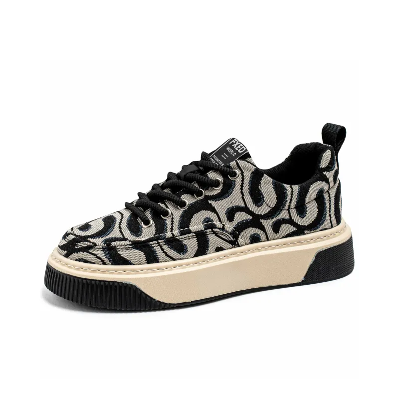 DM Canvas Shoes Men Low Top Beige Black/Beige Khaki/Beige Red-1