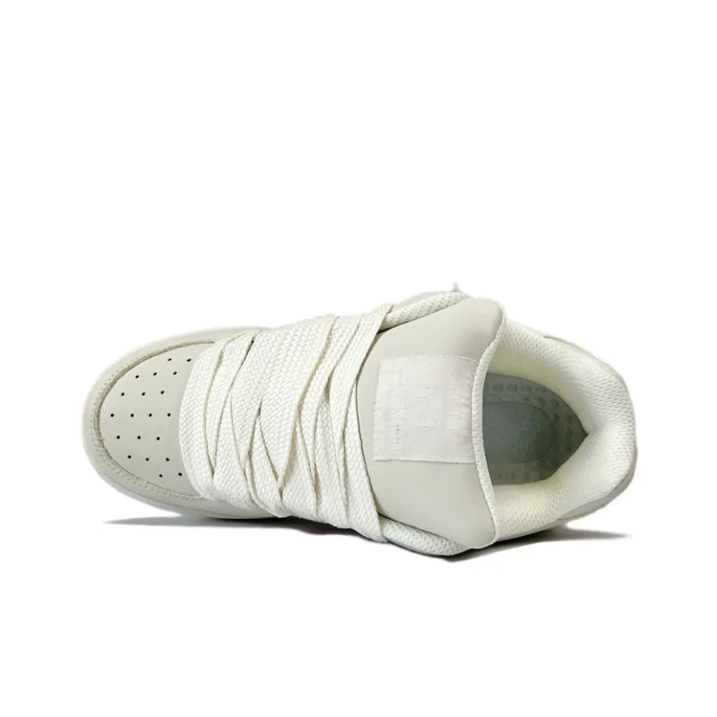 JIANGSHOU Wear Resistant Height Increasing Slip Resistant Low Top Skateboard Shoes Women's Ecru-5