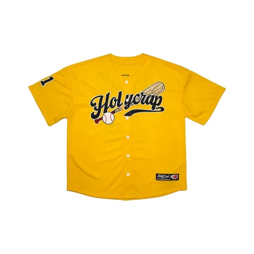 Holycrap Drop Shoulder Sleeve American Hip Hop T Shirt Men's Yellow