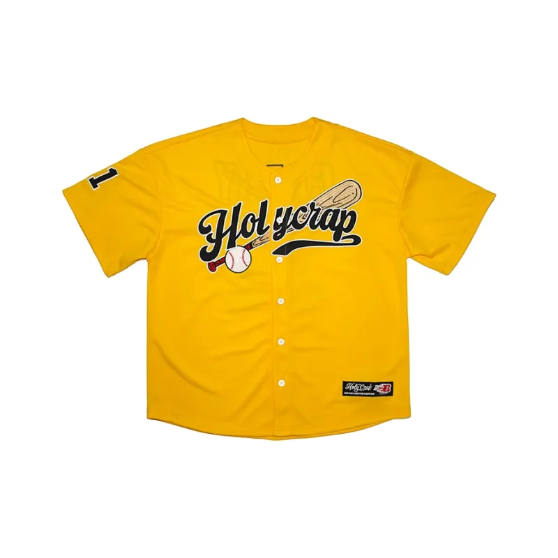 Holycrap Drop Shoulder Sleeve American Hip Hop T Shirt Men's Yellow-0