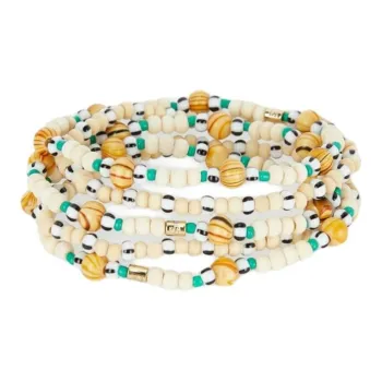 Roxanne Assoulin Melia Wood Glass Rubber Band Brass Cubic Zirconia Bracelets Women's Multicolor
