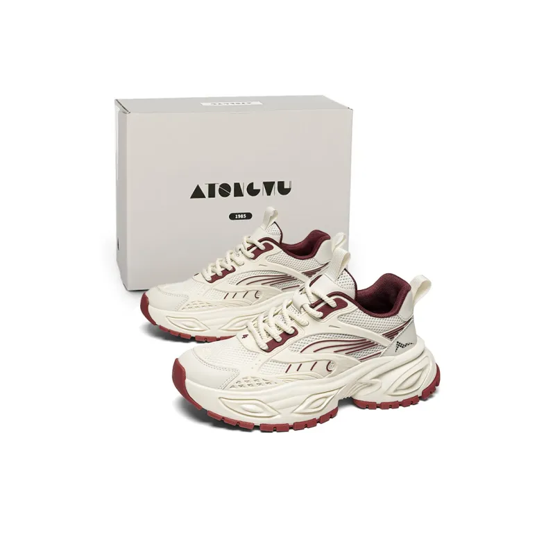 ATONGMU Chunky Sneakers Men Low Top Black Gray/Apricot Coffee/Beige Burgundy-1