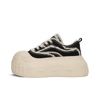 1807 Wear Resistant Slip Resistant Height Increasing Low Top Canvas Shoes Unisex Milk White