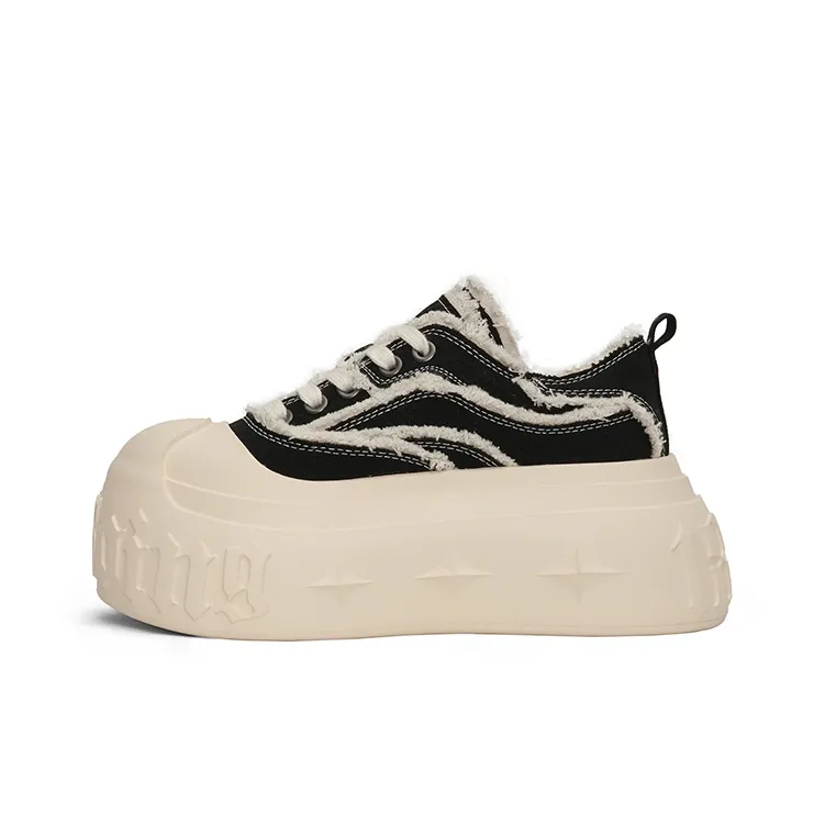 1807 Abrasion Resistant Slip Resistant Height Increasing Low Top Canvas Shoes Unisex Milk White-0