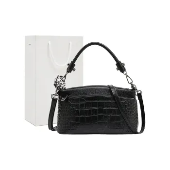 Old Man's Head Cow Leather Crossbody Bag Regular Men's Gray/Black