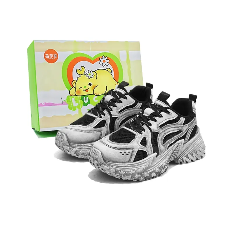 Budding Bear Anti-Slip Wear-Resistant Breathable Lightweight Height Increasing Low-Top Chunky Sneakers Unisex-0