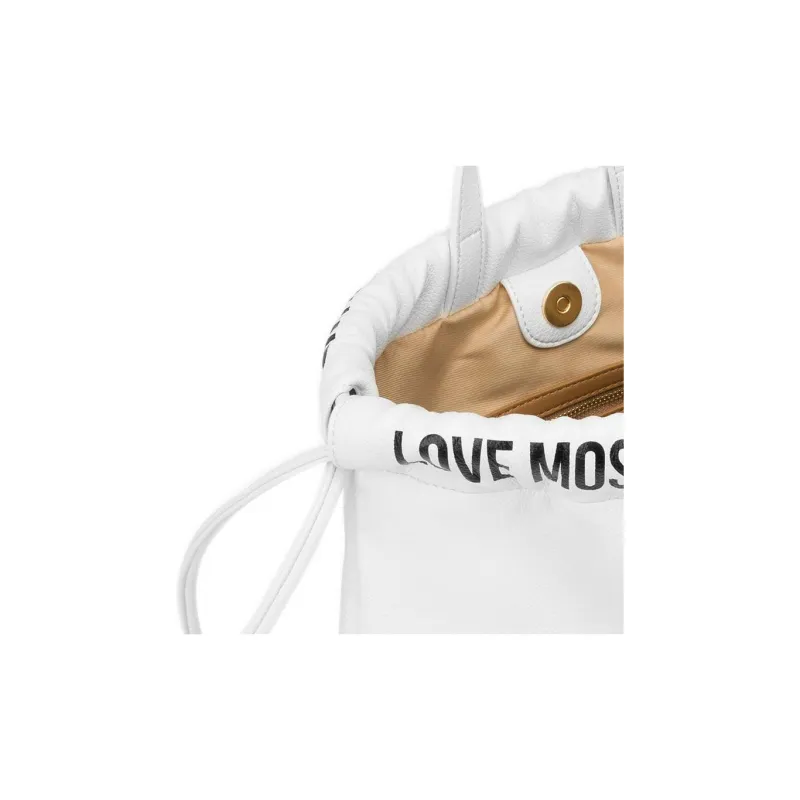 LOVE MOSCHINO Polyurethane Bucket Bag Backpack Women's White-4