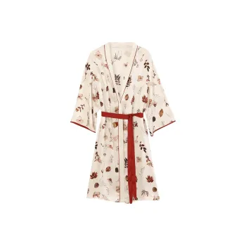 JINSANT Pajama Robe Women's Floral And Bird Jacquard