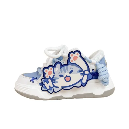 A&M Low Top Skateboard Shoes Women's White Blue