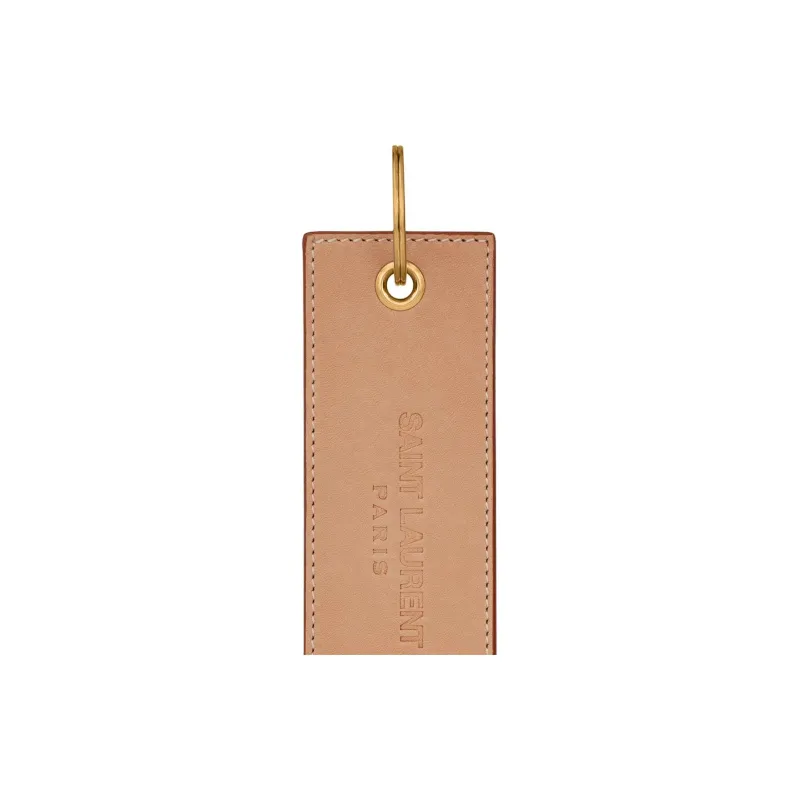 SAINT LAURENT Smooth Calf Leather Keychain Bag Accessory Women's Brown Gold-3