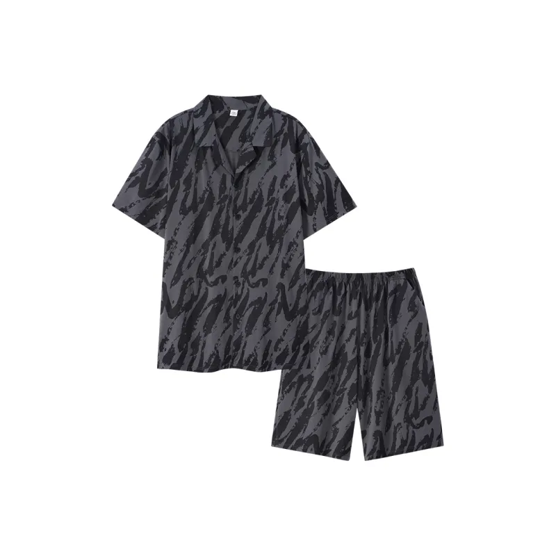 Sha Qian Pajama Set Men's Dark Gray-0