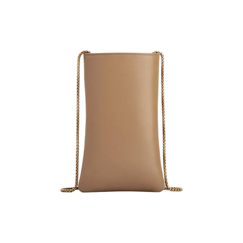 TOD'S Cow Leather Cell Phone Pouch Medium Size Women's Beige Yellow-1