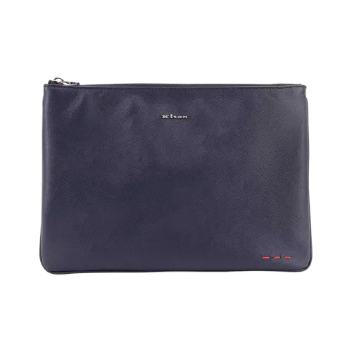 KITON Leather Clutch Regular Men's Blue