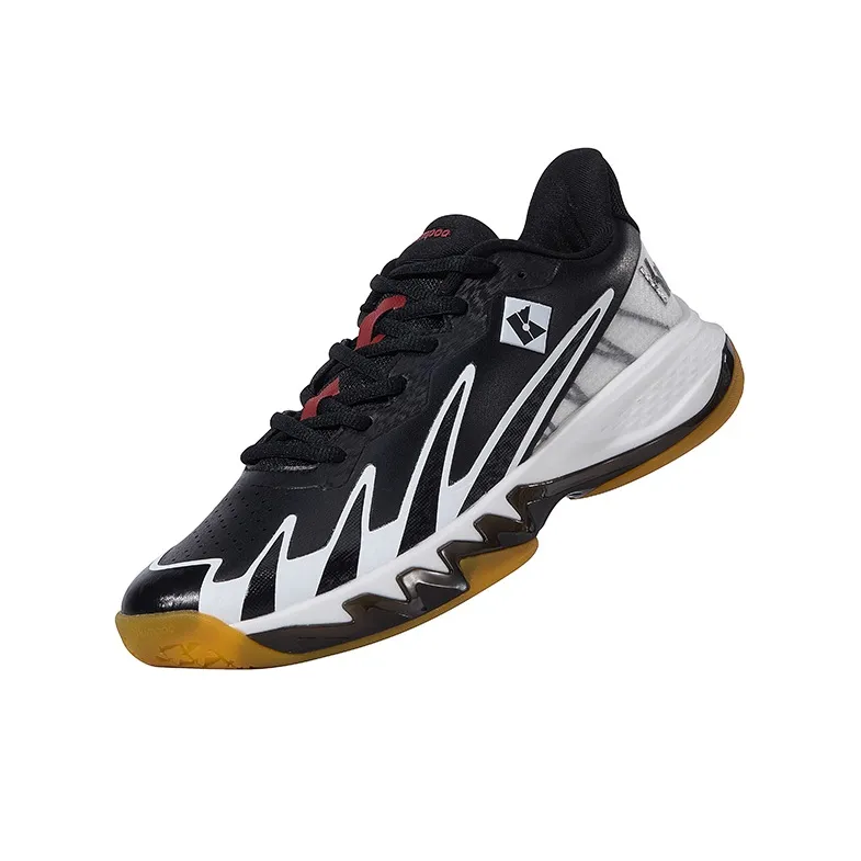 KUMPOO Cushioning Support Balance Low Top Badminton Shoes Unisex Black-1