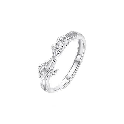 Lao Feng Xiang Natural Processed 999 Fine Silver Rings Women's