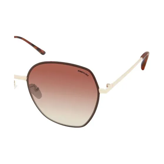 KENNETH COLE Metal Irregular Shape Sunglasses Unisex Brown-1