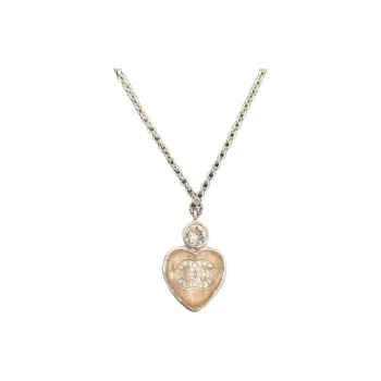 CHANEL Rhinestone Necklaces Unisex Pink