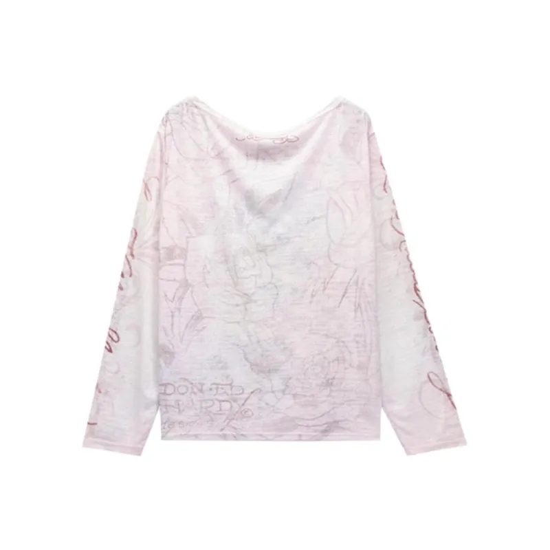 Ed Hardy Drop Shoulder Sleeve T Shirt Women's Multicolor Color-1