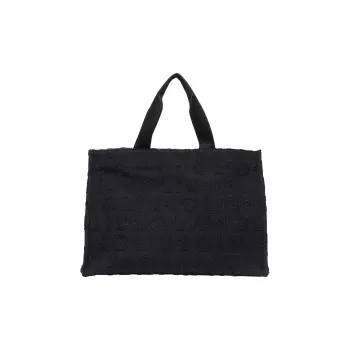 LIU·JO Cotton With Polyester Tote Bag, Shopping Bag, Shoulder Bag, Handbag Women's Black