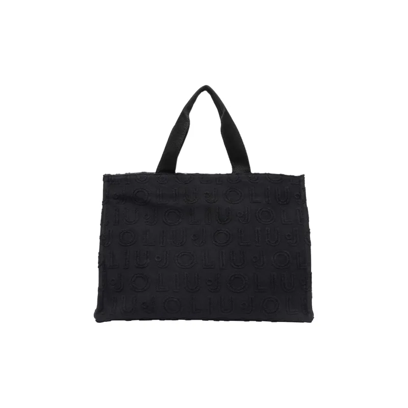 LIU·JO Cotton With Polyester Tote Bag, Shopping Bag, Shoulder Bag, Handbag Women's Black-0