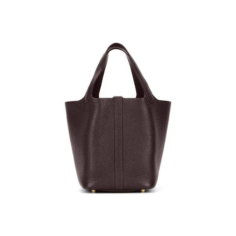 HERMES Picotin Lock Taurillon Clemence Leather Basket Bag, Bucket Bag, Handbag Women's 46 Ebene Ebony-2
