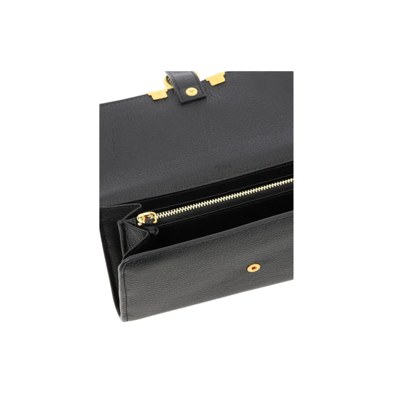 Chloe Marcie Grain Calfskin Wallet Women's Black-4