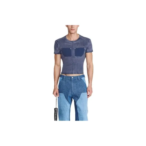 DION LEE SS24 SPRAYED SHRUNKEN RIVET TEE T Shirt Unisex AMERICAN BLUE/United States Blue