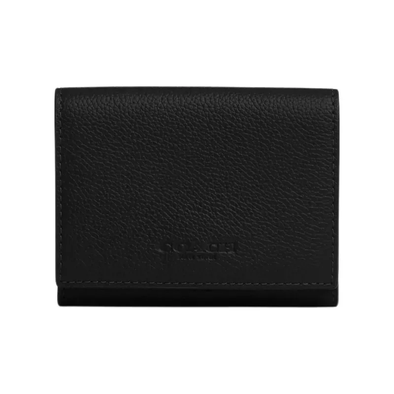 COACH Smooth Calf Leather Wallet Mini Men's Black-0