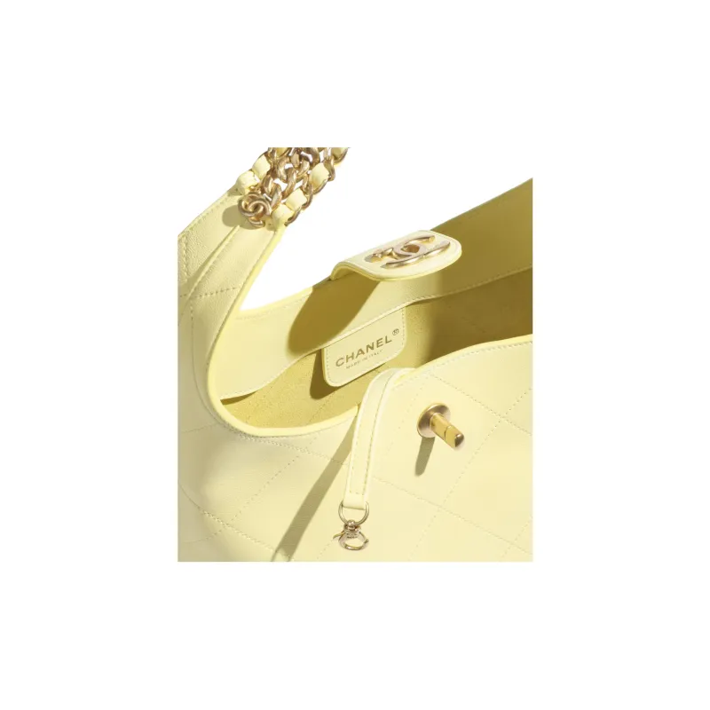 CHANEL Lambskin Crescent Bag Shoulder Bag Women's Light Yellow-3