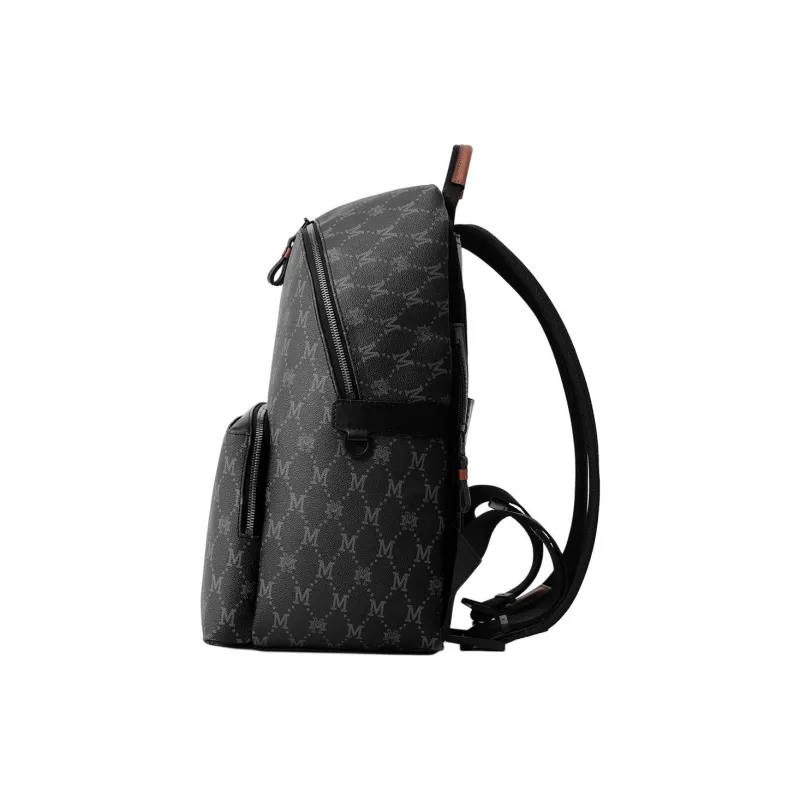 FION Mountain And Sea Journey Series Artificial Leather Backpack Regular Unisex Black-2