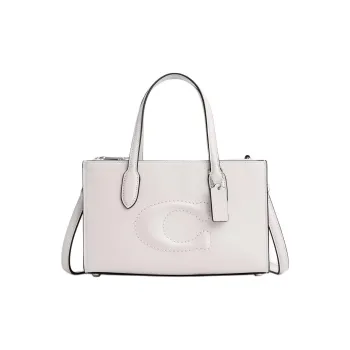 COACH Nina Refined Calfskin Tote Bag, Shopping Bag, Shoulder Bag, Handbag Trumpets Women's Chalk