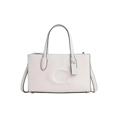 COACH Nina Refined Calfskin Tote Bag, Shopping Bag, Shoulder Bag, Handbag Trumpets Women's Chalk