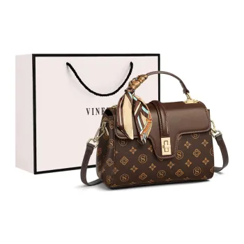 VINEY Synthetic Leather Handbag, Shoulder Bag, Crossbody Bag Regular Women's Coffee