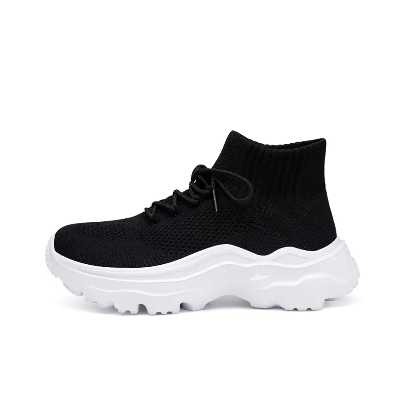 Kuding Casual Shoes Unisex Mid Top All Black/Black White/Khaki/Black Red/Black Green-3