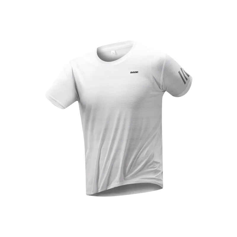 BAGE Versatile Solid Color Ice Silk Short Sleeved T Shirts Unisex-6